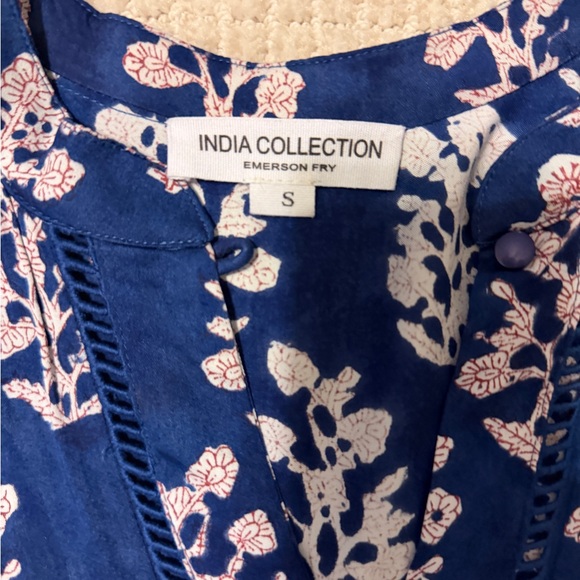 Emerson Fry Navy Floral Long Sleeve Dress Frances 4 Pressed Flowers Small - Picture 7 of 7